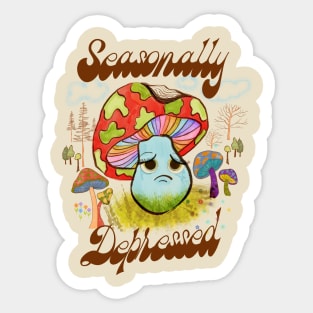 Seasonally Depressed - 70s mushroom design Sticker